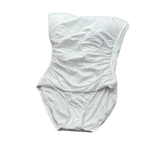 Tommy Bahama Pearl Shirred Bandeau One Piece Swimsuit White Size 6 NWT - Picture 5 of 12